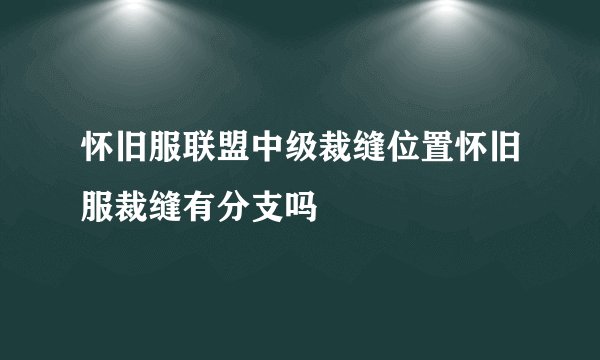 怀旧服联盟中级裁缝位置怀旧服裁缝有分支吗