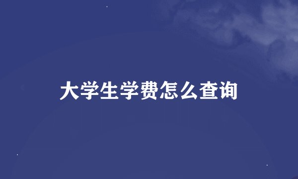 大学生学费怎么查询