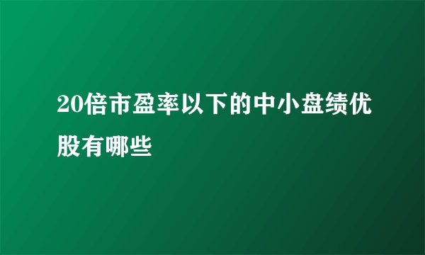20倍市盈率以下的中小盘绩优股有哪些