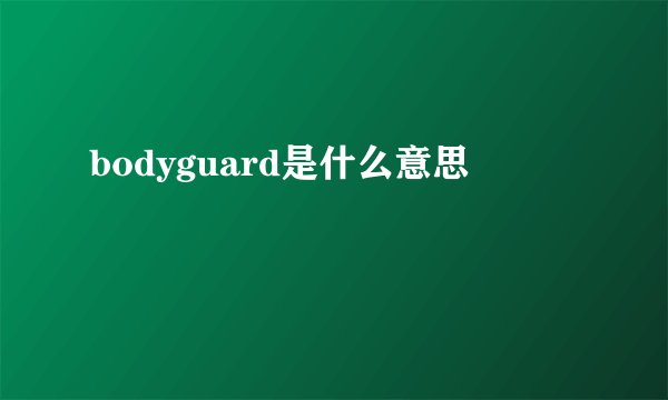 bodyguard是什么意思