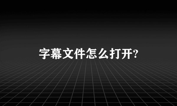 字幕文件怎么打开?