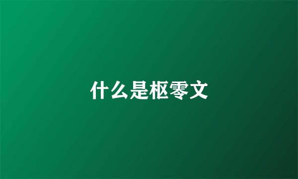 什么是枢零文