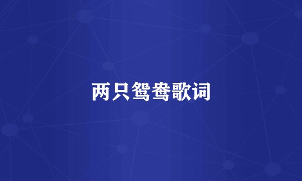 两只鸳鸯歌词