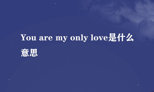 You are my only love是什么意思