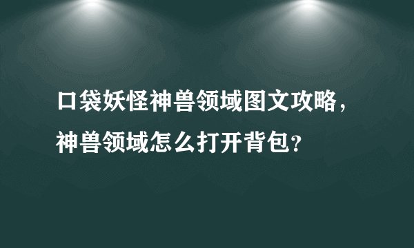 口袋妖怪神兽领域图文攻略，神兽领域怎么打开背包？