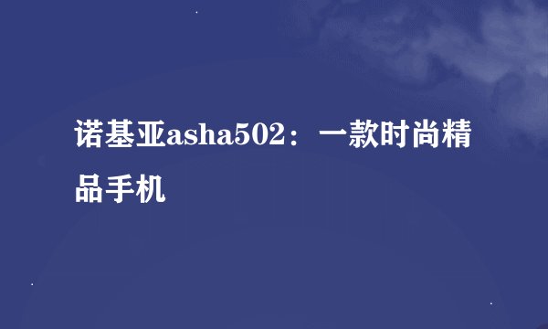 诺基亚asha502：一款时尚精品手机