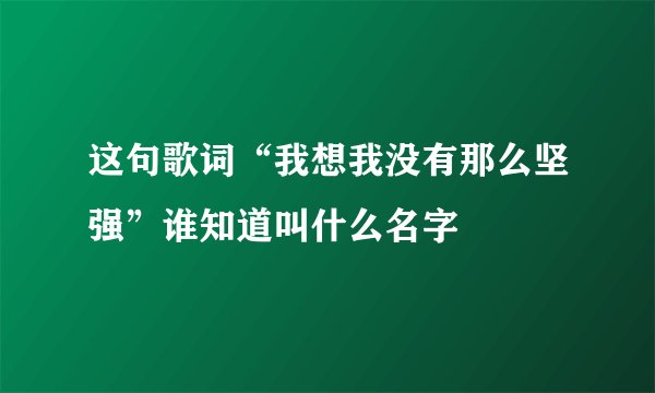 这句歌词“我想我没有那么坚强”谁知道叫什么名字