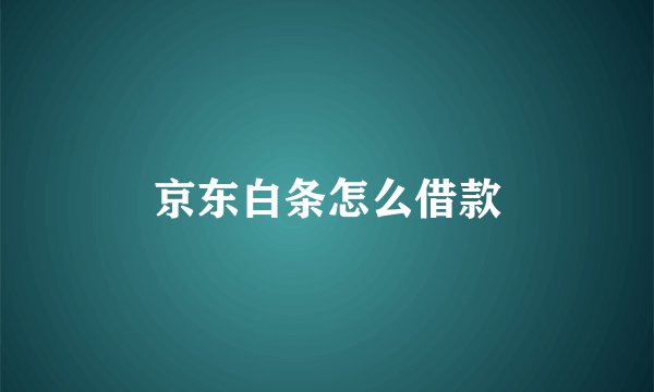 京东白条怎么借款
