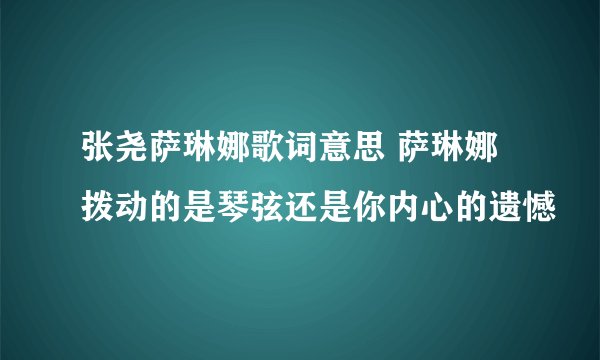 张尧萨琳娜歌词意思 萨琳娜拨动的是琴弦还是你内心的遗憾