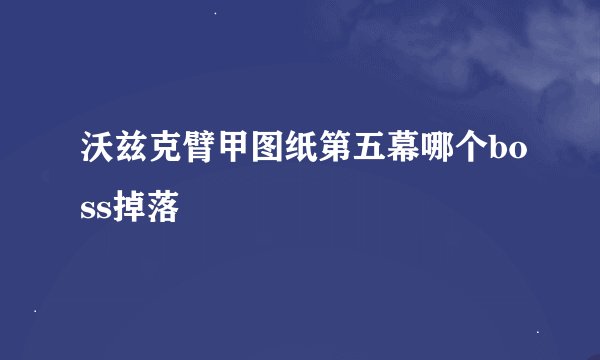 沃兹克臂甲图纸第五幕哪个boss掉落