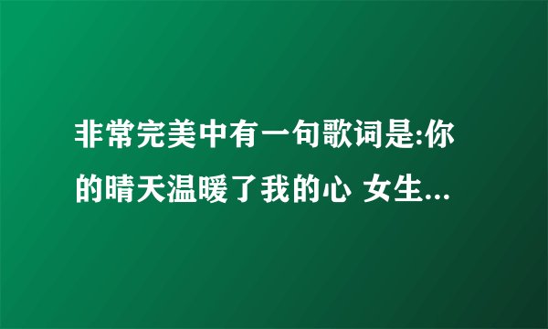 非常完美中有一句歌词是:你的晴天温暖了我的心 女生唱的，是什么歌