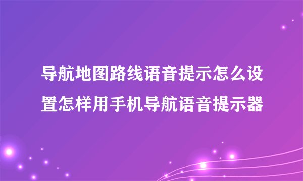 导航地图路线语音提示怎么设置怎样用手机导航语音提示器