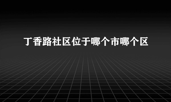 丁香路社区位于哪个市哪个区