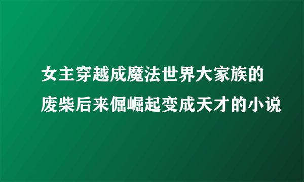 女主穿越成魔法世界大家族的废柴后来倔崛起变成天才的小说