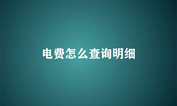 电费怎么查询明细