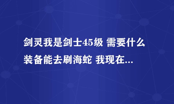 剑灵我是剑士45级 需要什么装备能去刷海蛇 我现在武器是卓越炎黄 红莲八卦 我血很少刷海蛇根本扛不住啊