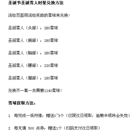 怪物猎人OL圣诞雪人套装怎么领取 圣诞节圣诞雪人时装领取方法介绍