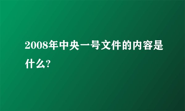 2008年中央一号文件的内容是什么?