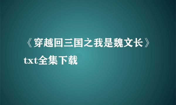 《穿越回三国之我是魏文长》txt全集下载