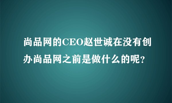 尚品网的CEO赵世诚在没有创办尚品网之前是做什么的呢？