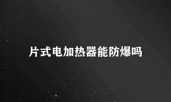 片式电加热器能防爆吗