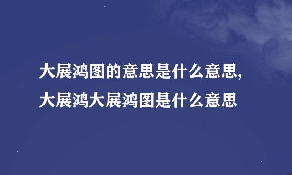大展鸿图的意思是什么意思,大展鸿大展鸿图是什么意思