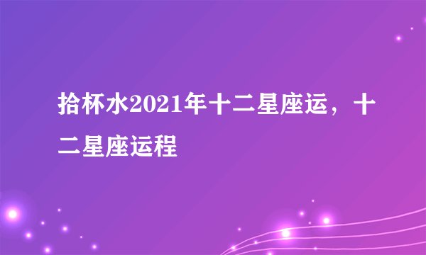 拾杯水2021年十二星座运，十二星座运程