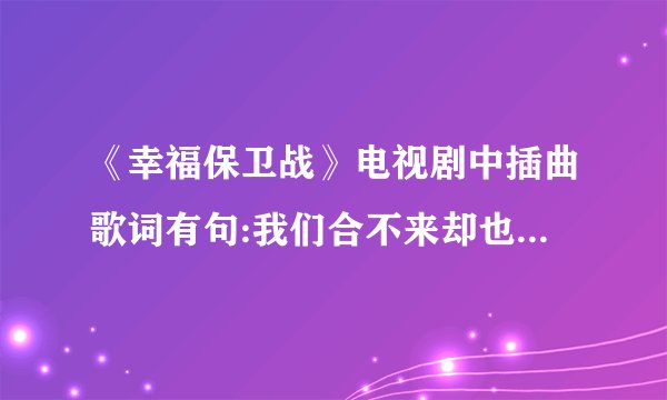 《幸福保卫战》电视剧中插曲歌词有句:我们合不来却也分不开…，谁知道歌曲名叫什么
