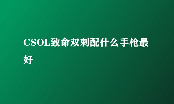 CSOL致命双刺配什么手枪最好