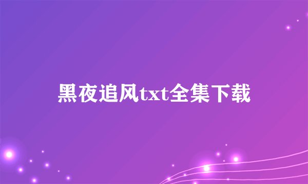 黑夜追风txt全集下载