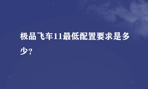 极品飞车11最低配置要求是多少？