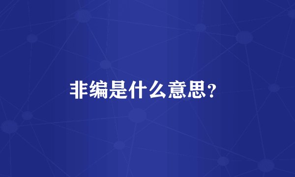 非编是什么意思？