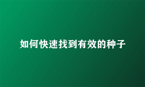 如何快速找到有效的种子