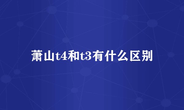 萧山t4和t3有什么区别