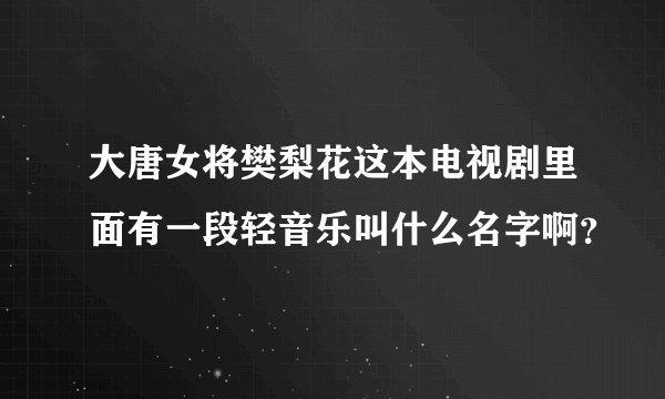 大唐女将樊梨花这本电视剧里面有一段轻音乐叫什么名字啊？