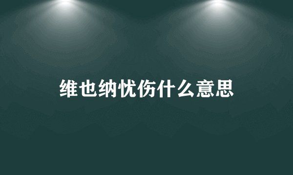 维也纳忧伤什么意思
