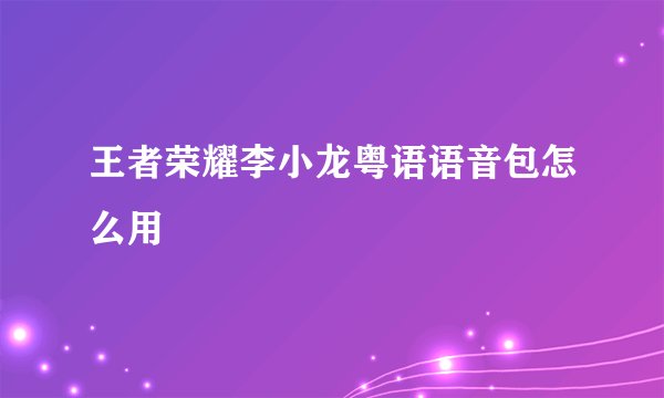 王者荣耀李小龙粤语语音包怎么用