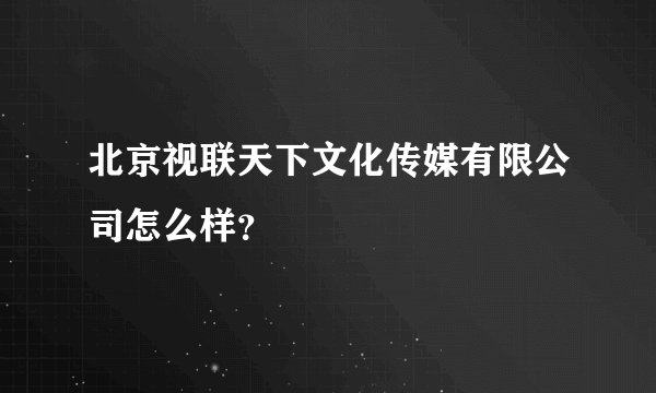 北京视联天下文化传媒有限公司怎么样？
