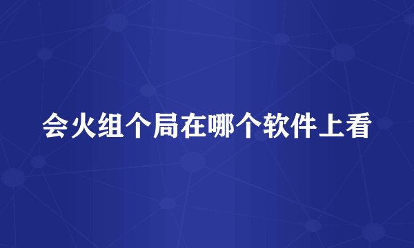 会火组个局在哪个软件上看
