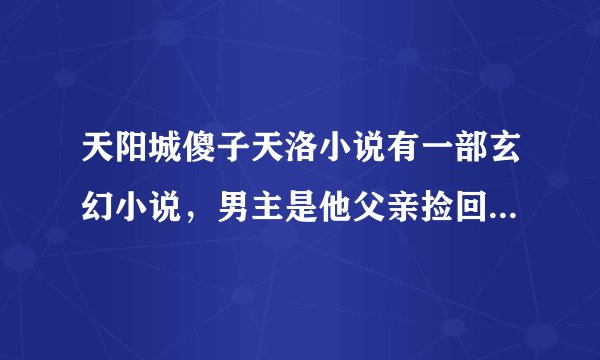 天阳城傻子天洛小说有一部玄幻小说，男主是他父亲捡回来的，长大之后是个傻子，后来好了，谁知道叫什么？