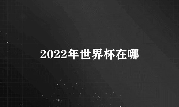 2022年世界杯在哪