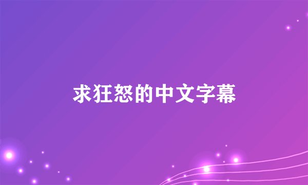 求狂怒的中文字幕