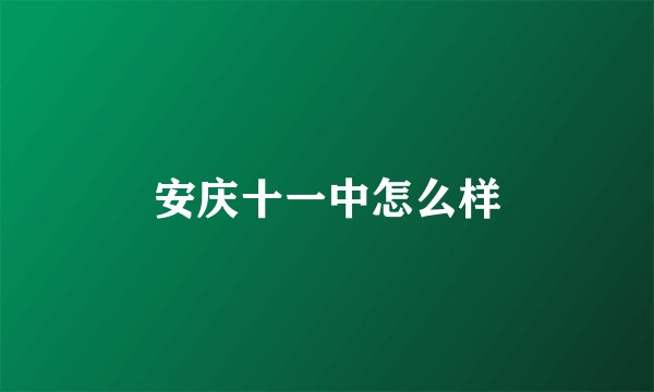 安庆十一中怎么样