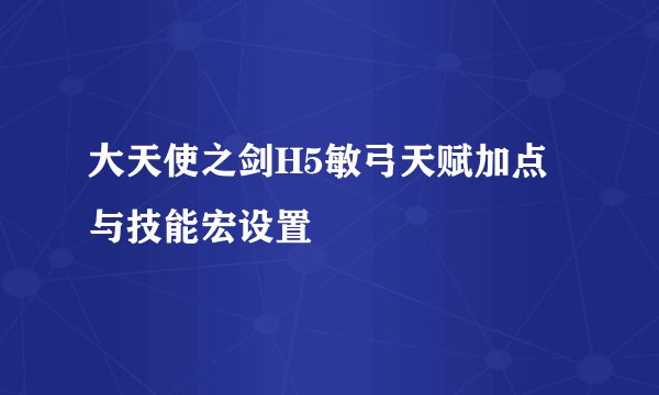 大天使之剑H5敏弓天赋加点与技能宏设置