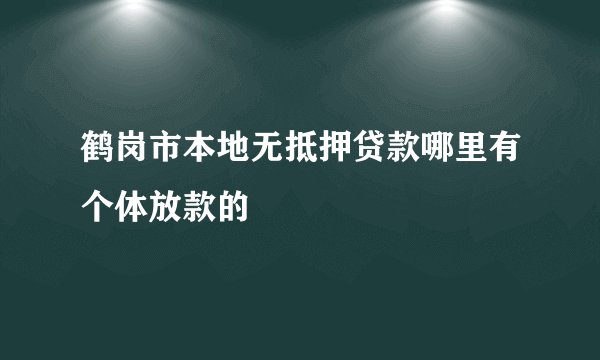 鹤岗市本地无抵押贷款哪里有个体放款的