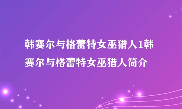 韩赛尔与格蕾特女巫猎人1韩赛尔与格蕾特女巫猎人简介