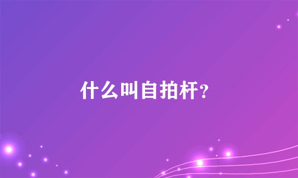 什么叫自拍杆？
