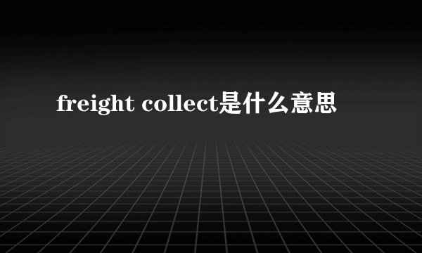 freight collect是什么意思