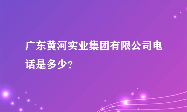 广东黄河实业集团有限公司电话是多少？