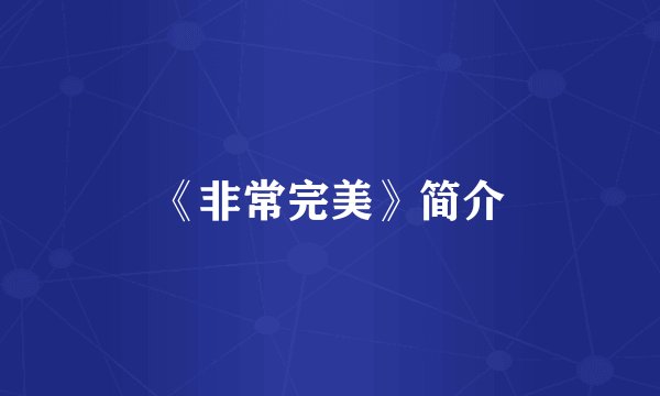 《非常完美》简介